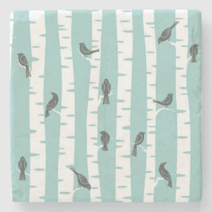 Posavasos De Piedra Modelo con los pájaros y los árboles