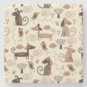 Posavasos De Piedra modelo con los perros lindos