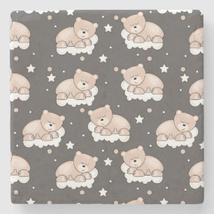 Posavasos De Piedra modelo con pequeño dormir del oso