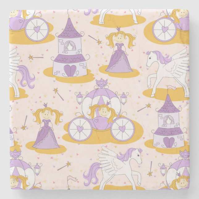 Posavasos De Piedra modelo con una princesa (Anverso)