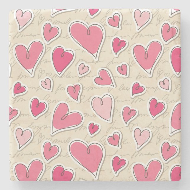 Posavasos De Piedra Modelo de corazones (Anverso)