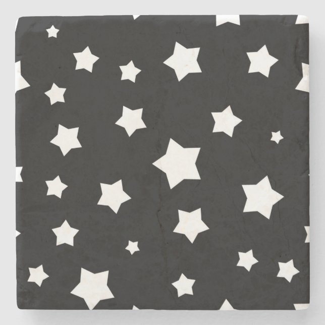 Posavasos De Piedra Modelo de estrellas blanco y negro (Anverso)