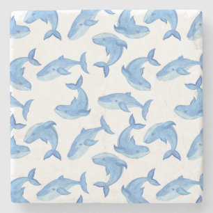 Posavasos De Piedra Modelo de la ballena azul de la acuarela