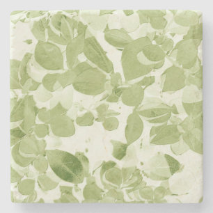 Posavasos De Piedra Modelo de la hoja de la verde salvia, vintage