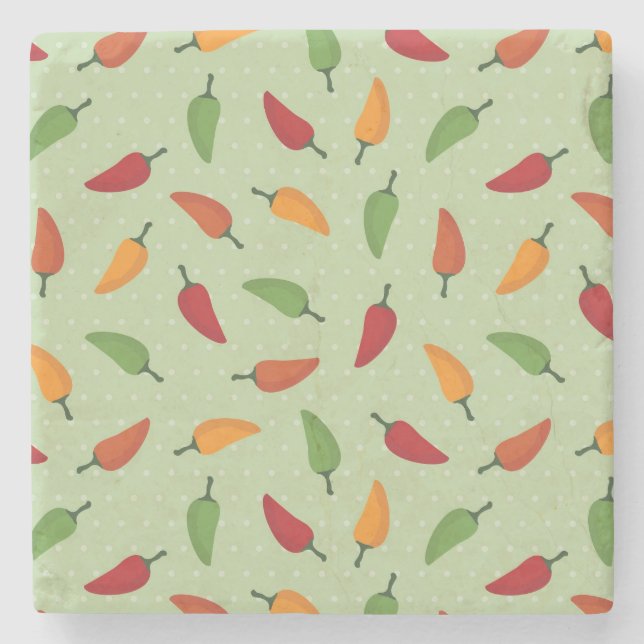 Posavasos De Piedra Modelo de la pimienta de chiles (Anverso)