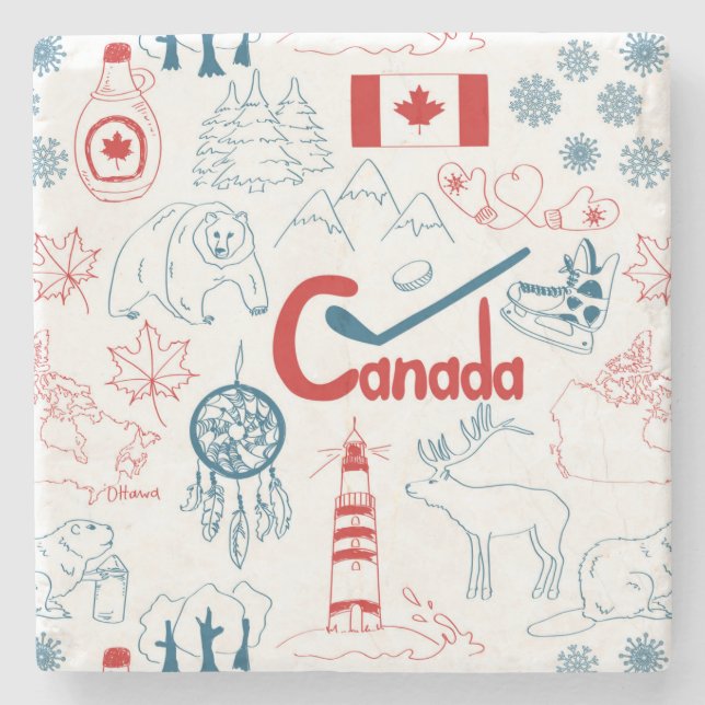 Posavasos De Piedra Modelo de los símbolos de Canadá el | (Anverso)