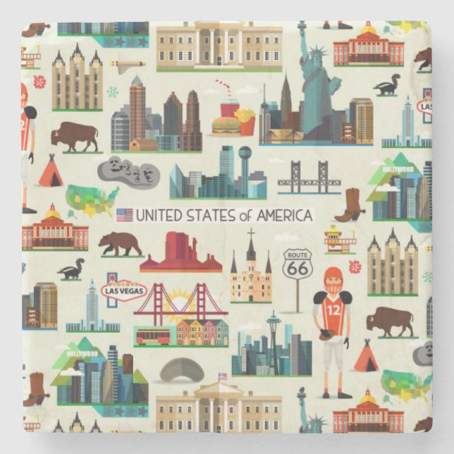 Posavasos De Piedra Modelo de los símbolos de Estados Unidos (Anverso)