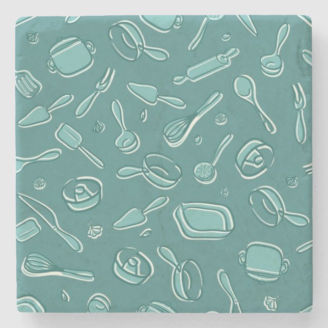 Posavasos De Piedra Modelo de los utensilios de la cocina (Anverso)