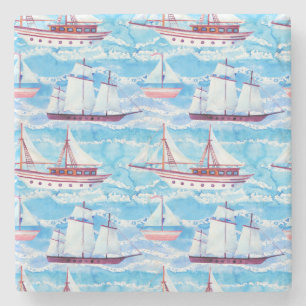 Posavasos De Piedra Modelo de los veleros de la acuarela