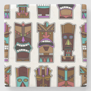 Posavasos De Piedra Modelo de máscaras de Tiki