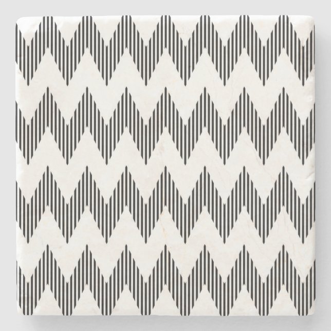 Posavasos De Piedra Modelo de zigzag geométrico (Anverso)