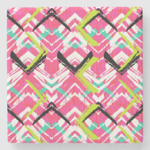 Posavasos De Piedra Modelo de zigzag rosado dibujado mano