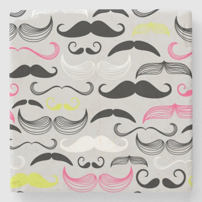 Posavasos De Piedra Modelo del bigote, estilo retro (Anverso)