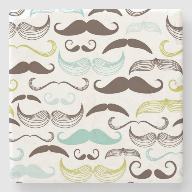 Posavasos De Piedra Modelo del bigote, estilo retro 2 (Anverso)