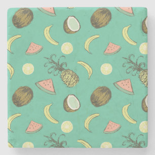 Posavasos De Piedra Modelo del Doodle de la fruta tropical