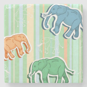 Posavasos De Piedra Modelo del elefante en rayas verdes