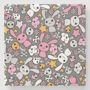 Posavasos De Piedra modelo del gris del kawaii