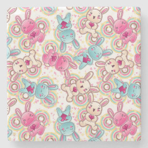 Posavasos De Piedra Modelo del niño de Kawaii con Doodles lindos