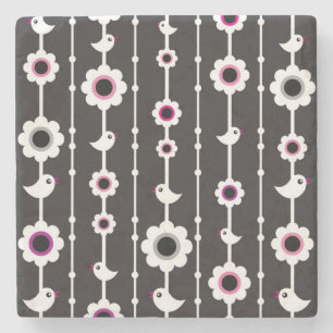 Posavasos De Piedra modelo del pájaro y de flores