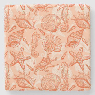 Posavasos De Piedra Modelo dibujado mano del mar