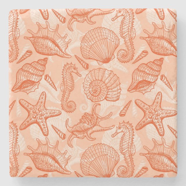 Posavasos De Piedra Modelo dibujado mano del mar (Anverso)