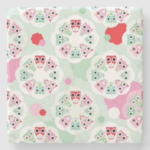 Posavasos De Piedra modelo en colores pastel del fondo del búho de la