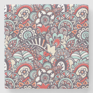 Posavasos De Piedra Modelo floral del Doodle de Paisley