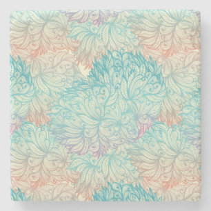 Posavasos De Piedra Modelo floral multicolor del Doodle