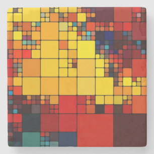 Posavasos De Piedra Modelo geométrico del arco iris vibrante abstract