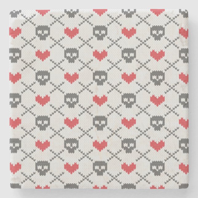Posavasos De Piedra Modelo hecho punto con los cráneos (Anverso)