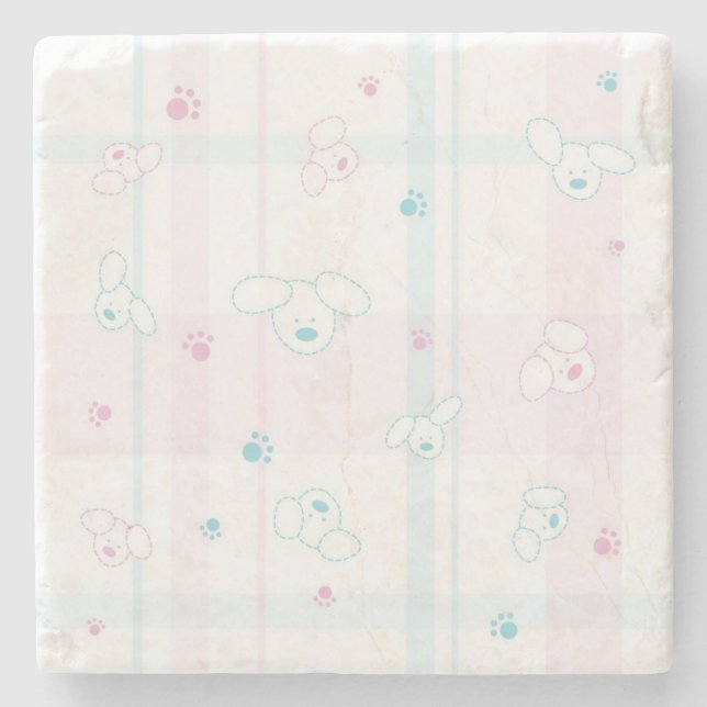 Posavasos De Piedra Modelo lindo con los perros (Anverso)