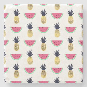 Posavasos De Piedra Modelo lindo del Doodle de la piña y de la sandí