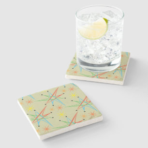 Posavasos De Piedra Modelo multicolor retro atómico de Starburst