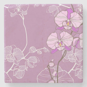 Posavasos De Piedra Modelo púrpura de la orquídea