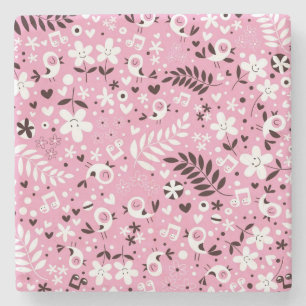 Posavasos De Piedra modelo rosado lindo de los pájaros y de las flore