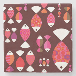 Posavasos De Piedra Modelo subacuático de los pescados retros