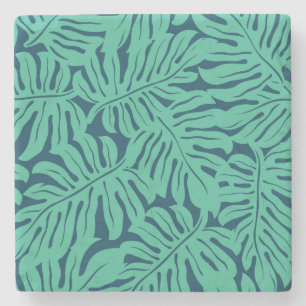 Posavasos De Piedra Modelo tropical de la hoja de Monstera