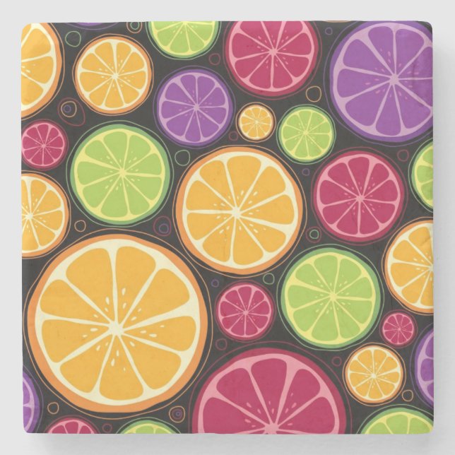 Posavasos De Piedra Modelo y fondo anaranjados (Anverso)