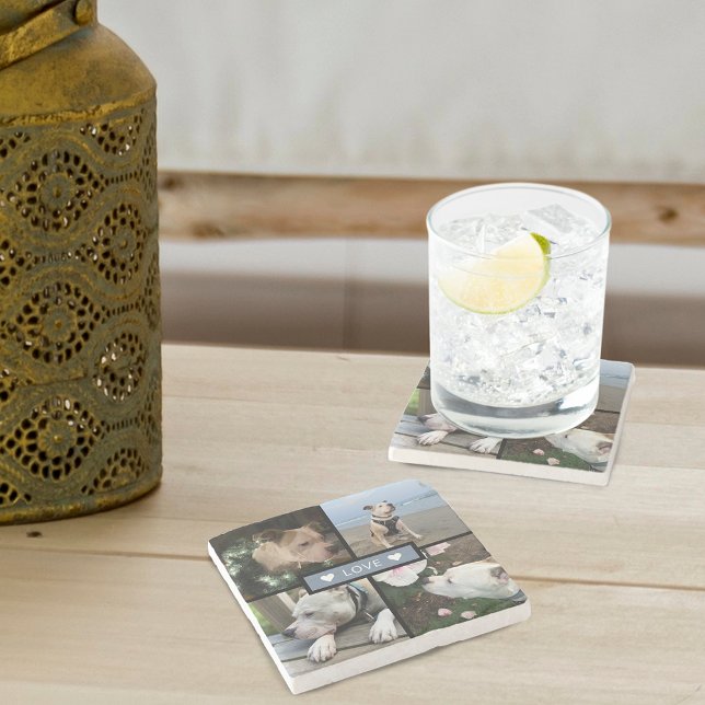 Posavasos De Piedra Modern Add Your Photo Collage (Modern Add Your Photo Collage Stone Coaster)