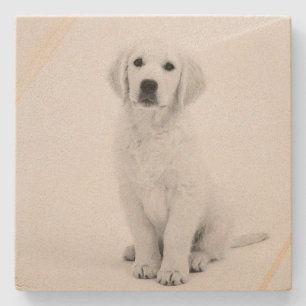 Posavasos De Piedra Modern black and white Golden Retriever