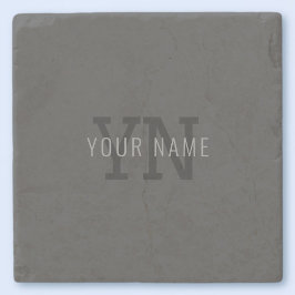 Posavasos De Piedra Modern Dark Gray Monogrammed Name (u otro texto)