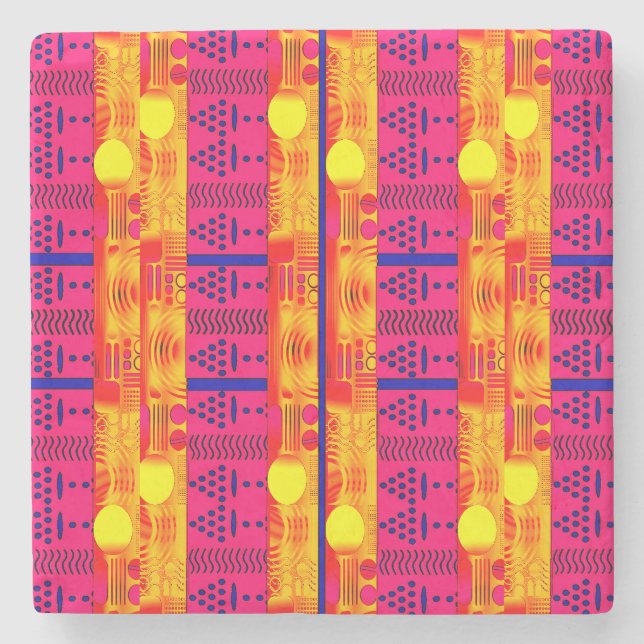 Posavasos De Piedra Modern Ethnic Geometric  (Anverso)