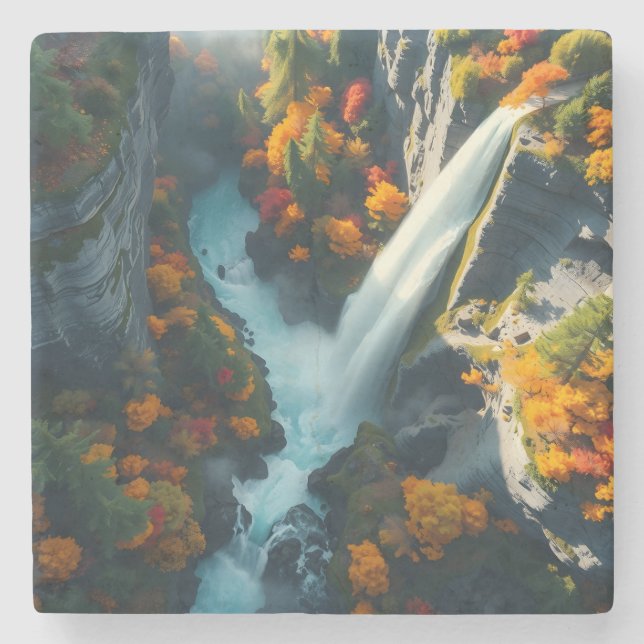 Posavasos De Piedra Modern Navy & Gold Abstract Mountain Peak – Luxury (Anverso)