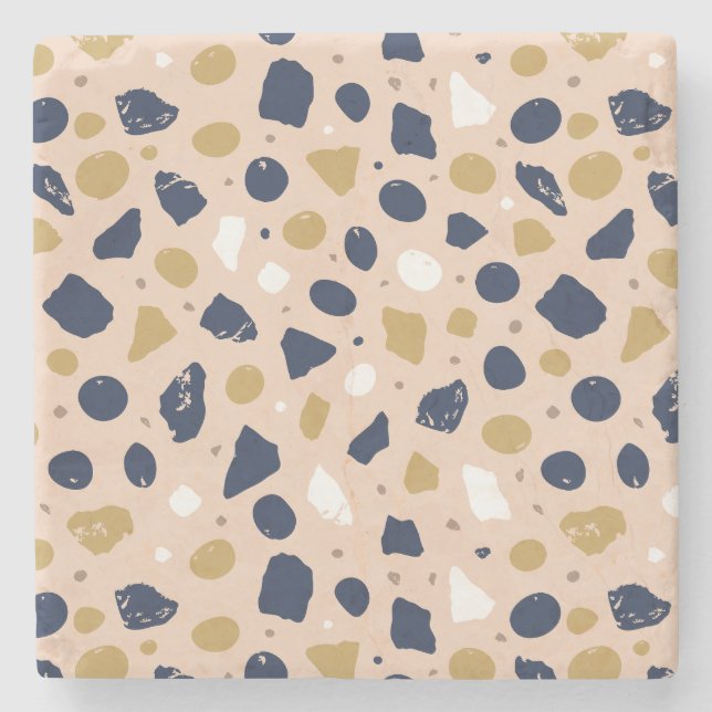 Posavasos De Piedra Modern Organic Terrazzo | Abstract Stone Mosaic (Anverso)