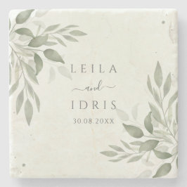 Posavasos De Piedra Modern Sage Greenery Botanical Stone Coaster