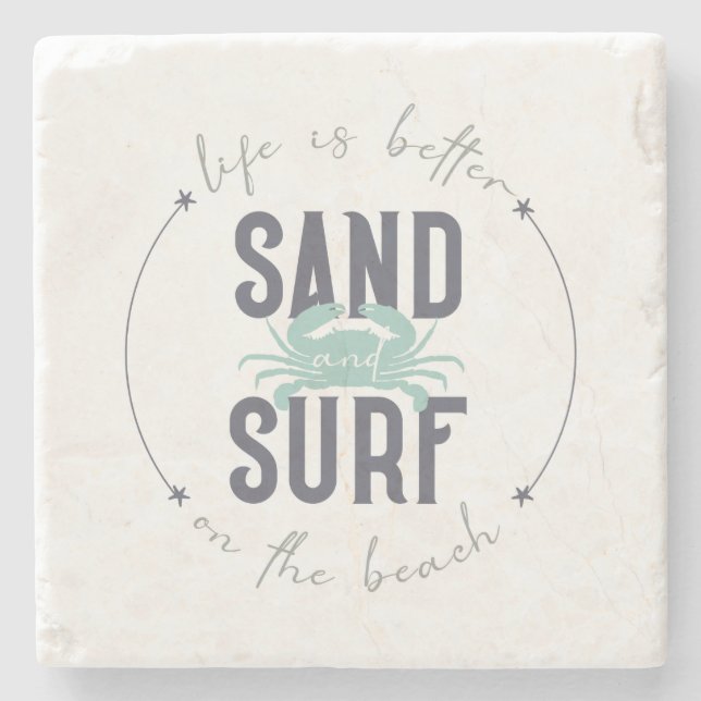 Posavasos De Piedra Modern Watercolor Beach Quote  (Anverso)