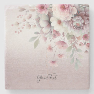 Posavasos De Piedra Moderna escayola de piedra floral blanca rosa