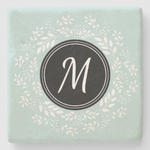 Posavasos De Piedra Moderna flor azul claro personalizada
