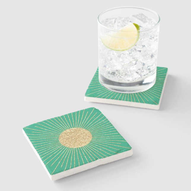 Posavasos De Piedra Moderna Mint Gold Sunshine (Lateral)