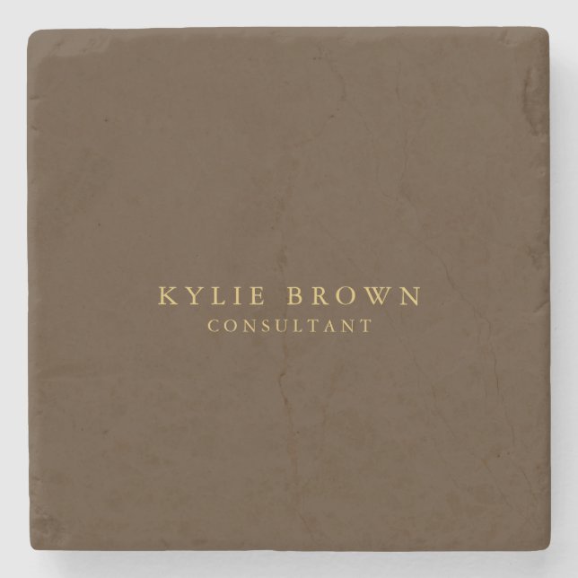 Posavasos De Piedra Moderna y elegante Brown Gold Professional (Anverso)